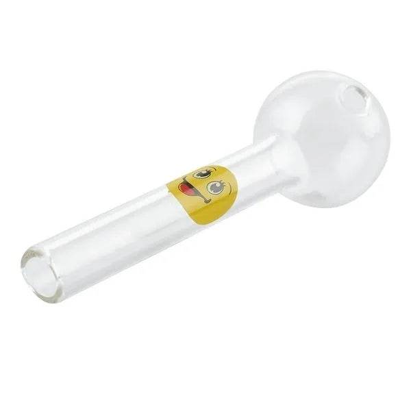 Smiley Face Clear Glass Pipe 12cm - Bong Empire