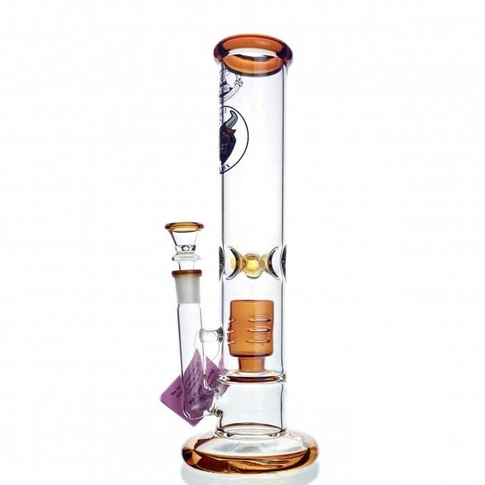 Agung Percolator Straight Tube Glass Bong 30cm Amber - Bong Empire