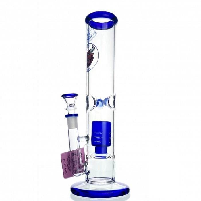 Agung Percolator Straight Tube Glass Bong 30cm Blue - Bong Empire