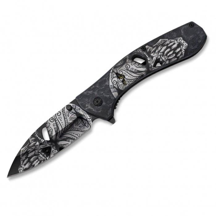 Albainox Skull Pocket Folding Knife Black 13cm - Bong Empire