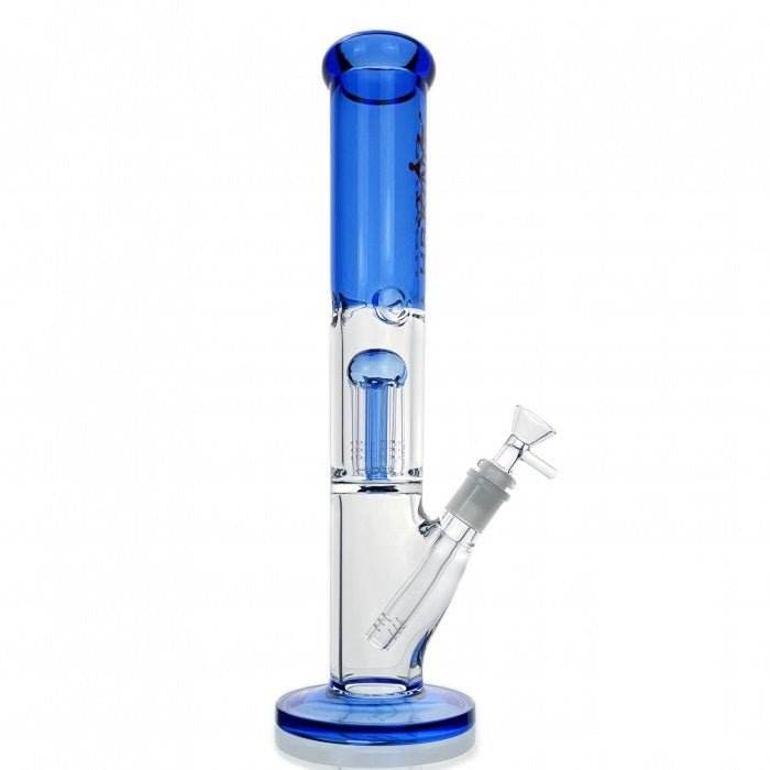 Six Arm Percolator Straight Tube Glass Bong 36cm Blue - Bong Empire