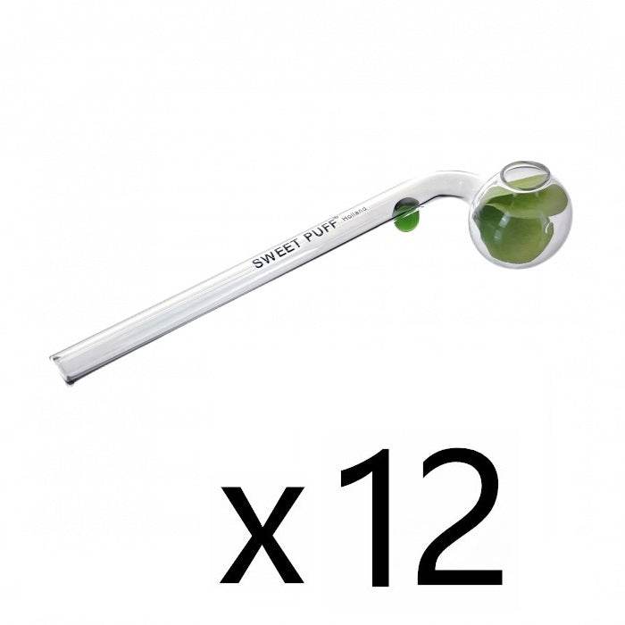 Sweet Puff Glass Pipe Green Balancer 15cm 12x Pipe - Bong Empire