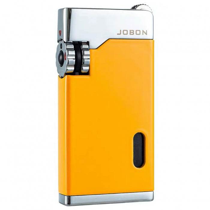 Jobon Double Flame Flint Metal Butane Gas Jet Lighter Yellow - Bong Empire