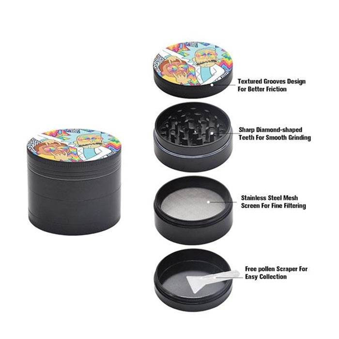 Rick & Morty Zinc Alloy 4 Layers Grinder 40mm - Bong Empire