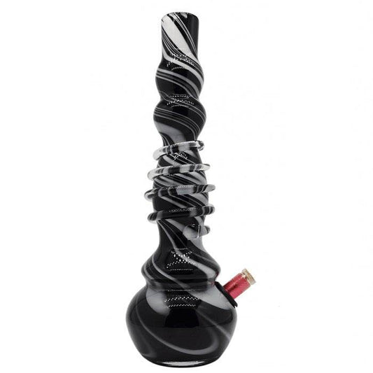 MWP 3G Black And White Swirl Glass Bong 30cm - Bong Empire