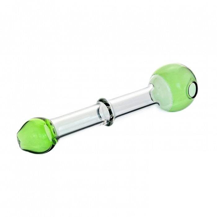 Annular Protrusion Straight Glass Pipe 12cm Green - Bong Empire
