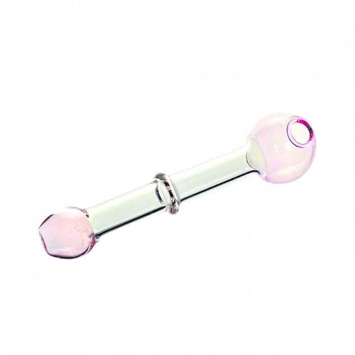 Annular Protrusion Straight Glass Pipe 12cm Pink - Bong Empire