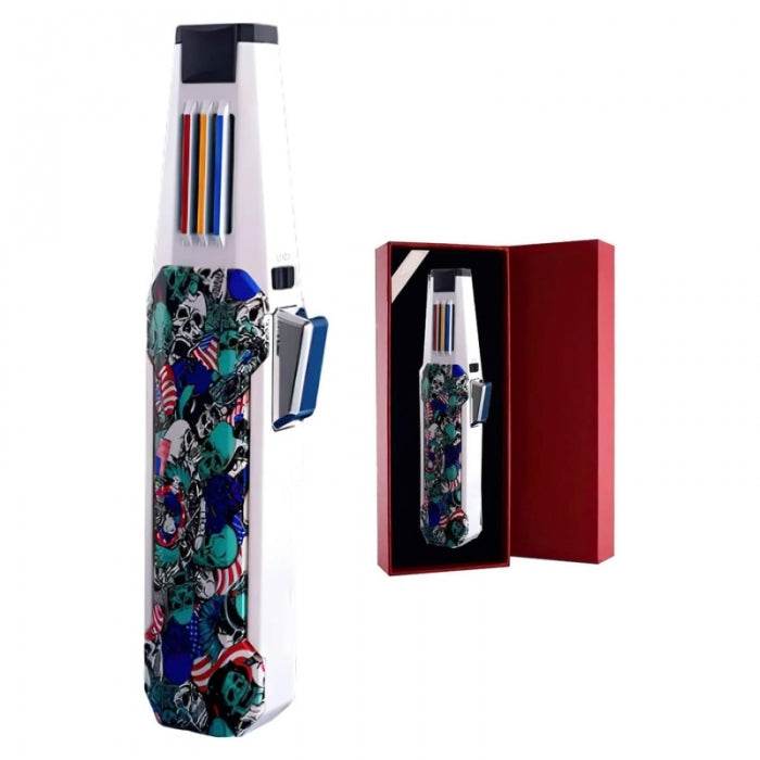 Jobon Zinc Alloy Adjustable Sharp Jet Flame Lighter 17cm Skull - Bong Empire
