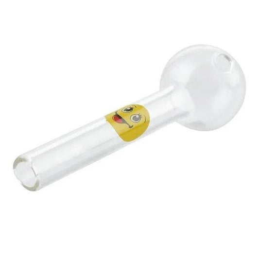 Smiley Face Clear Glass Pipe 12cm - Bong Empire