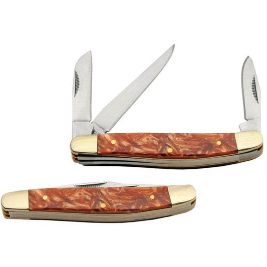 Rite Edge Stockman Brown Acrylic Handle Folding Knife 9cm - Bong Empire