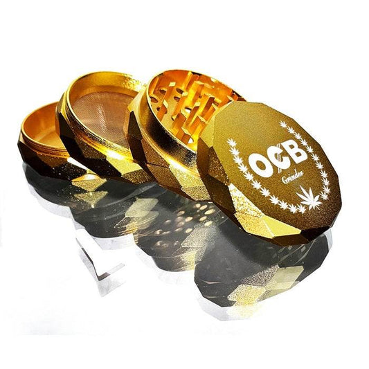 OCB Golden Laser Cut Metal 4 Layer Grinder 63mm - Bong Empire