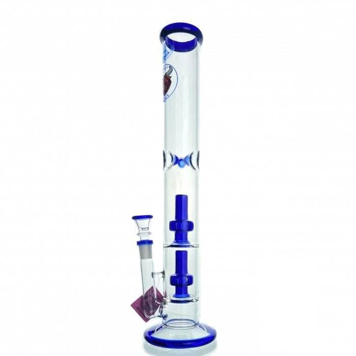 Agung Percolator Straight Tube Glass Bong 42cm Blue - Bong Empire