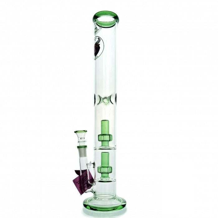 Agung Percolator Straight Tube Glass Bong 42cm Green - Bong Empire