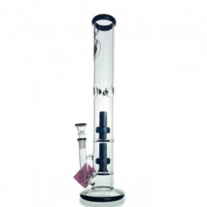 Agung Percolator Straight Tube Glass Bong 42cm Black - Bong Empire