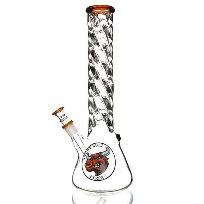 Agung Spiral Beaker Glass Bong 35cm Amber - Bong Empire