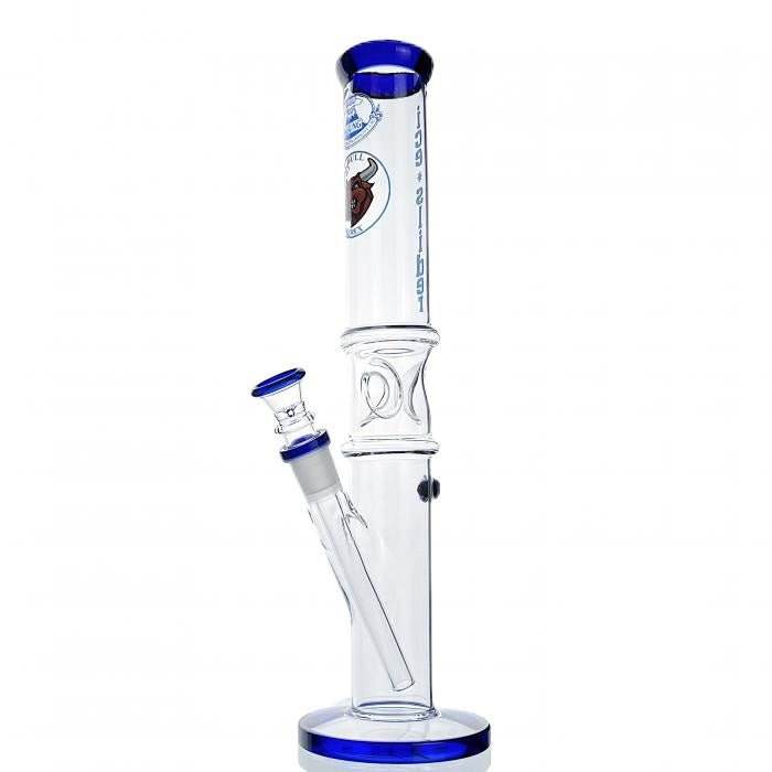Agung Straight Tube Ice Slider Glass Bong 33cm Blue - Bong Empire