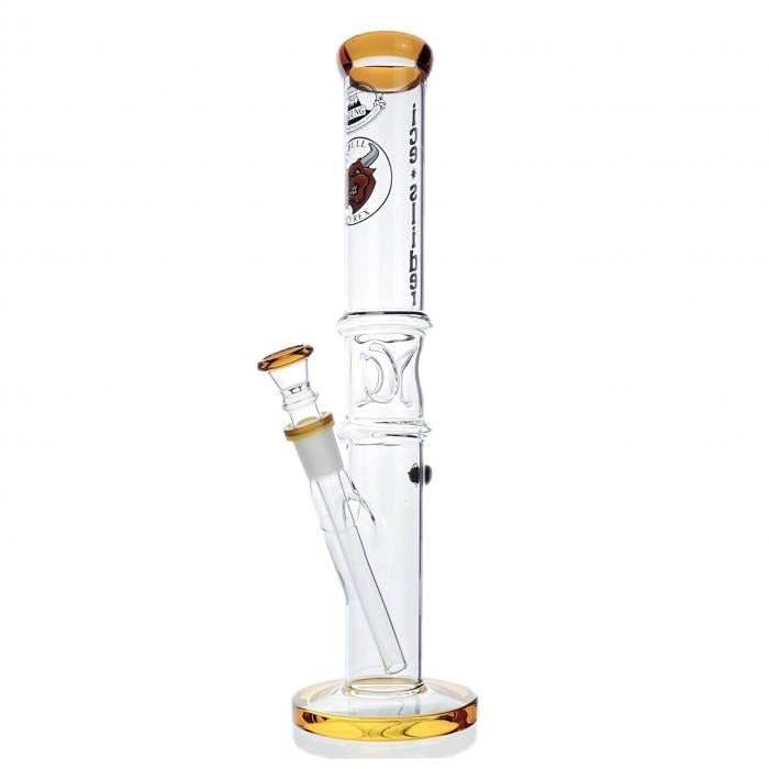 Agung Straight Tube Ice Slider Glass Bong 33cm Amber - Bong Empire