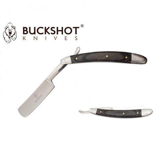 Buckshot Straight Razor Folding Knife 14cm Black - Bong Empire