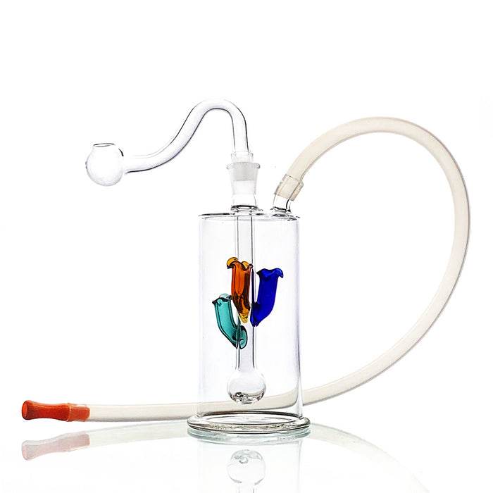 Glass Bubbler Water Pipe With Decoration 12cm - Bong Empire