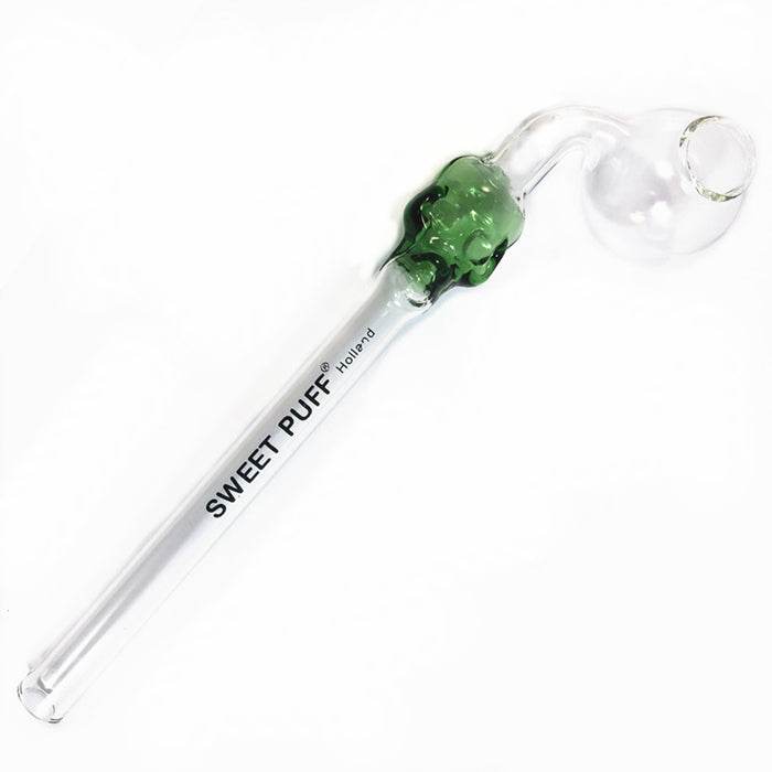 Skull Sweet Puff Glass Pipe 13cm Green - Bong Empire