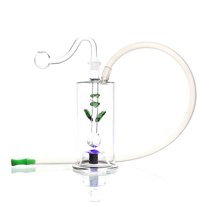 Glass Bubbler Water Pipe With LED 13cm - Bong Empire