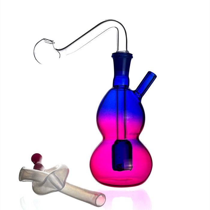 Pink & Purple Glass Bubbler Water Pipe 9.5cm - Bong Empire