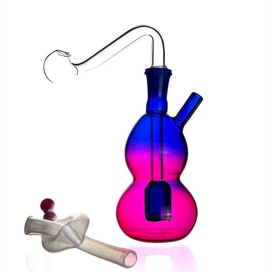 Pink & Purple Glass Bubbler Water Pipe 9.5cm - Bong Empire