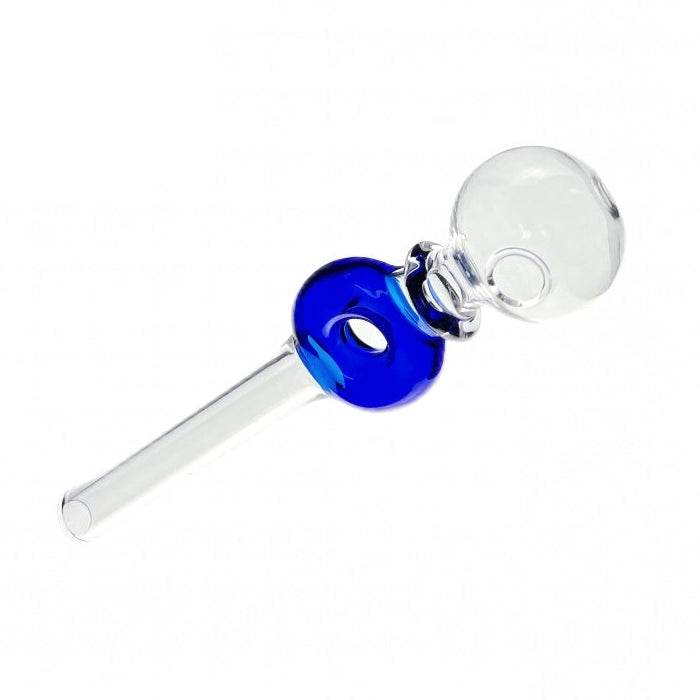 Donut Straight Glass Pipe 14cm Blue - Bong Empire