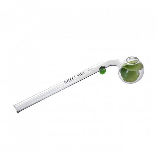 Sweet Puff Glass Pipe Green Balancer 15cm 1x Pipe - Bong Empire