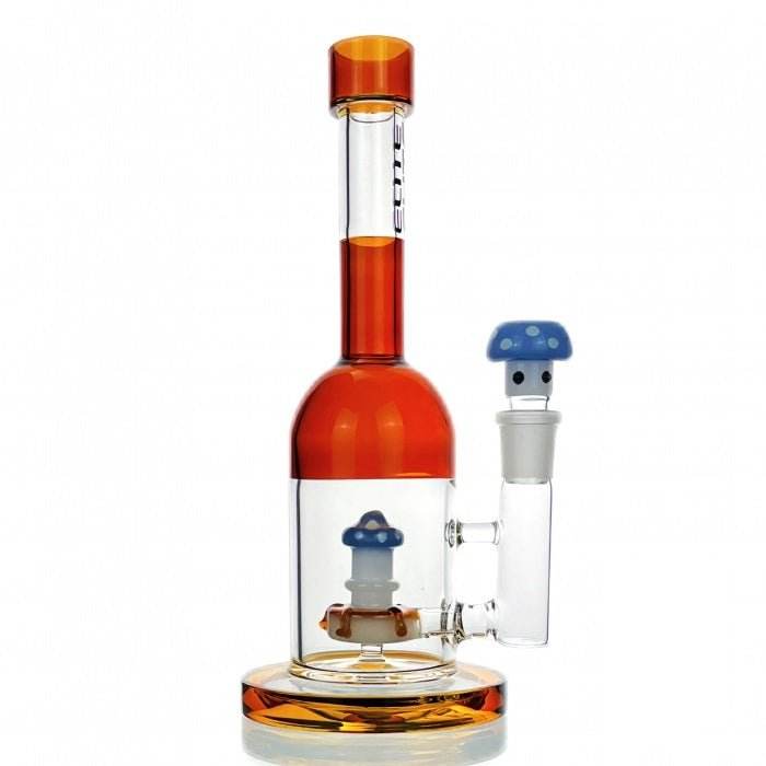 Elite Mushroom Percolator Glass Bong 25cm Amber - Bong Empire