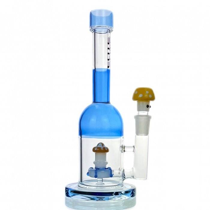 Elite Mushroom Percolator Glass Bong 25cm Blue - Bong Empire