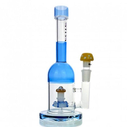 Elite Mushroom Percolator Glass Bong 25cm Blue - Bong Empire