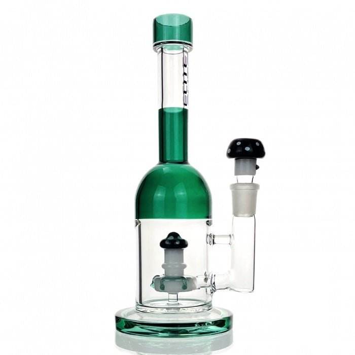 Elite Mushroom Percolator Glass Bong 25cm Green - Bong Empire