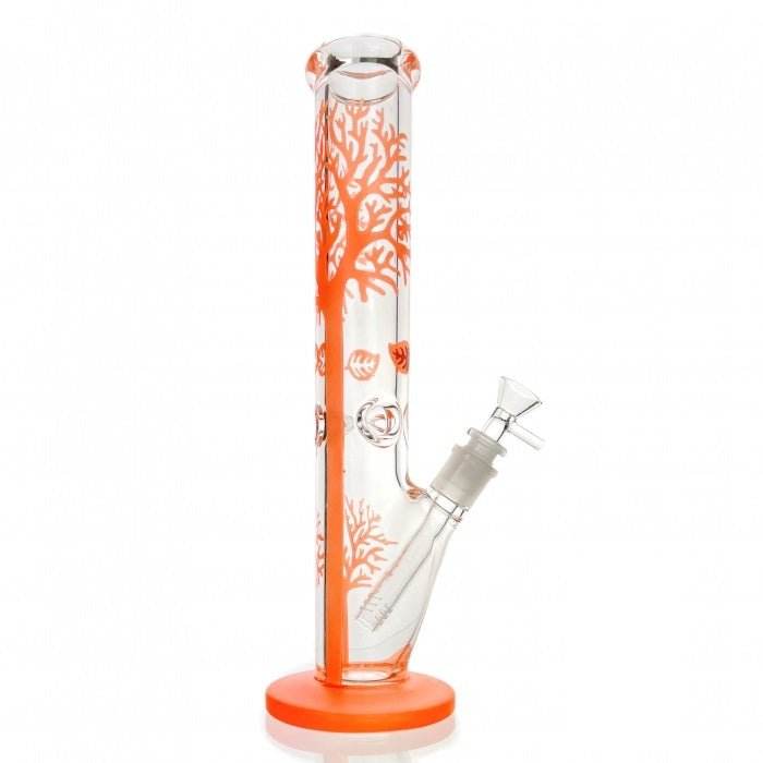 Tree Of Life Straight Tube Glass Bong 35cm Orange - Bong Empire