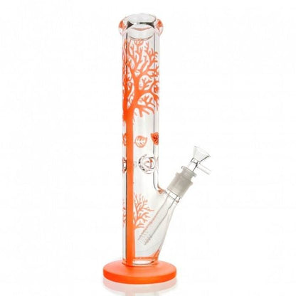 Tree Of Life Straight Tube Glass Bong 35cm Orange - Bong Empire