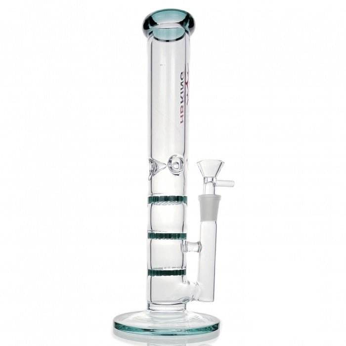 Triple Honeycomb Percolator Straight Tube Glass Bong 28cm Teal - Bong Empire