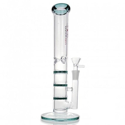 Triple Honeycomb Percolator Straight Tube Glass Bong 28cm Teal - Bong Empire
