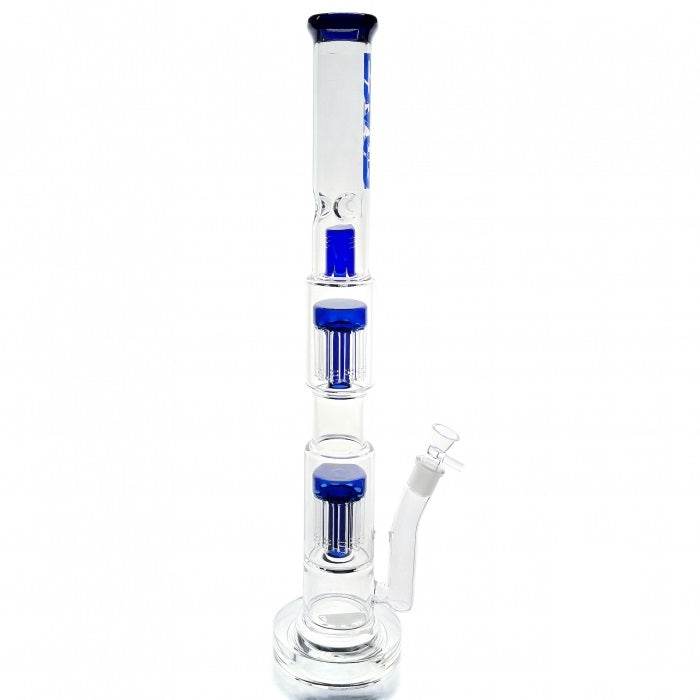 Blue Double Percolator Glass Bong 59cm - Bong Empire
