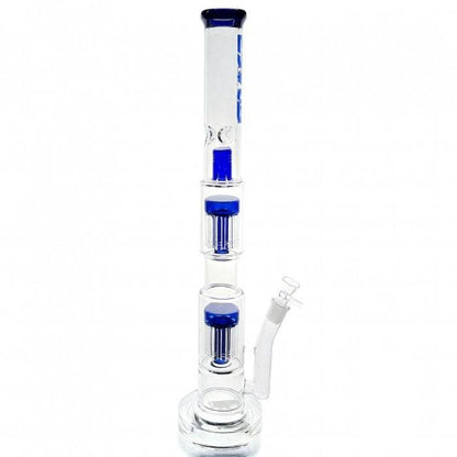 Blue Double Percolator Glass Bong 59cm - Bong Empire
