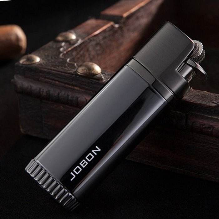 Jobon Flint Lit Twin Flame Jet Lighter Black - Bong Empire