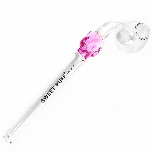 Skull Sweet Puff Glass Pipe 13cm Pink - Bong Empire