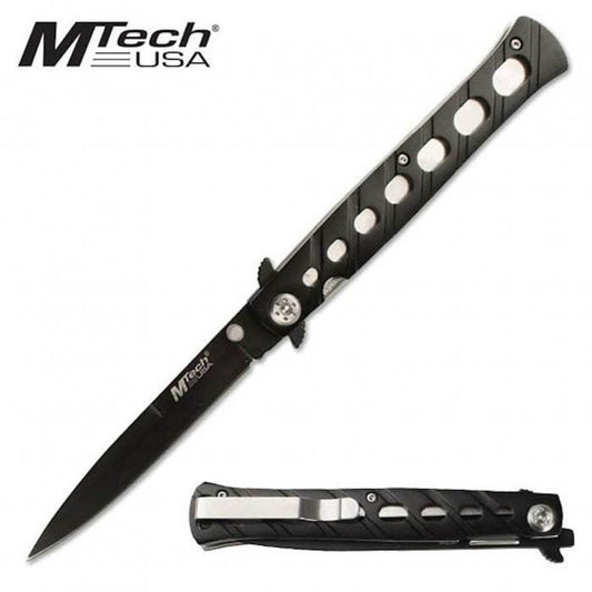 MTech Black Aluminum Slim Folding Knife 13cm - Bong Empire