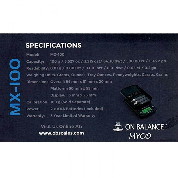 On Balance Myco Digital Scales MX100 0.01g-100g - Bong Empire