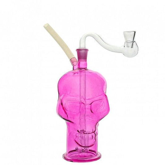 Pink Skull Glass Bubbler Water Pipe - Bong Empire