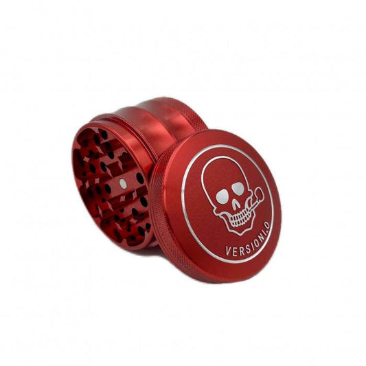 VERSIONI.O Red Aluminium Alloy Skull 4 Layers Grinder 63mm - Bong Empire