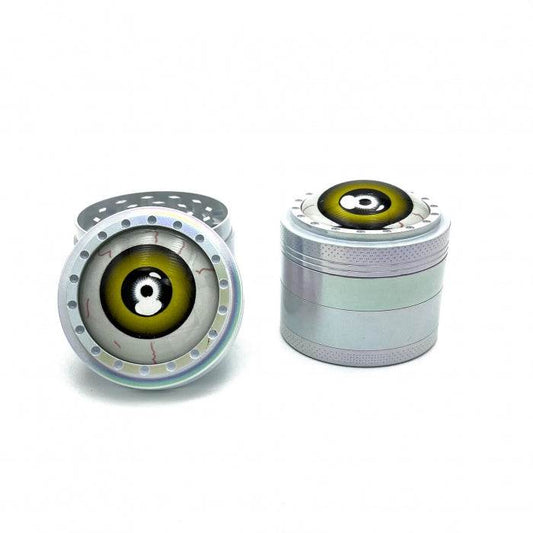 Fancy Eyeball Yellow Zinc Alloy 4 Layer Grinder 50mm - Bong Empire