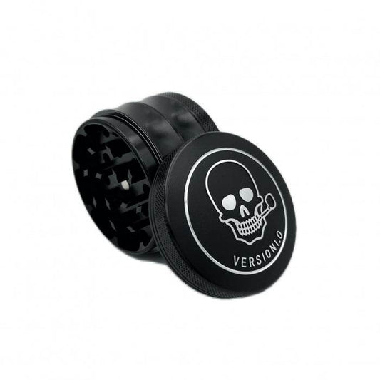 VERSIONI.O Black Aluminium Alloy Skull 4 Layers Grinder 63mm - Bong Empire