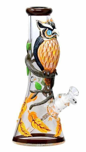 3D Owl Beaker Glass Bong 35cm - Best Bongs And More