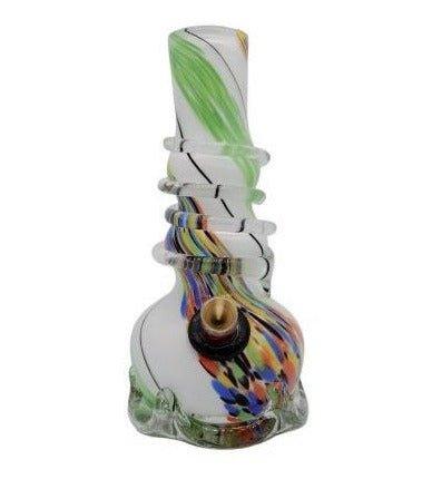 3G White And Rainbow Swirl Glass Bong 20cm - Best Bongs And More