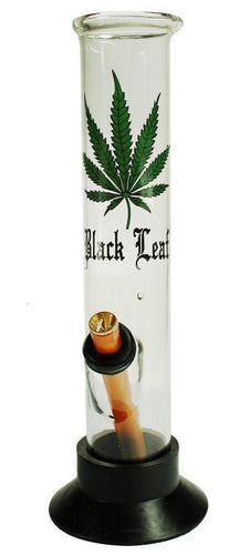 Black Leaf Straight Tube Glass Bong 30cm - Best Bongs And More
